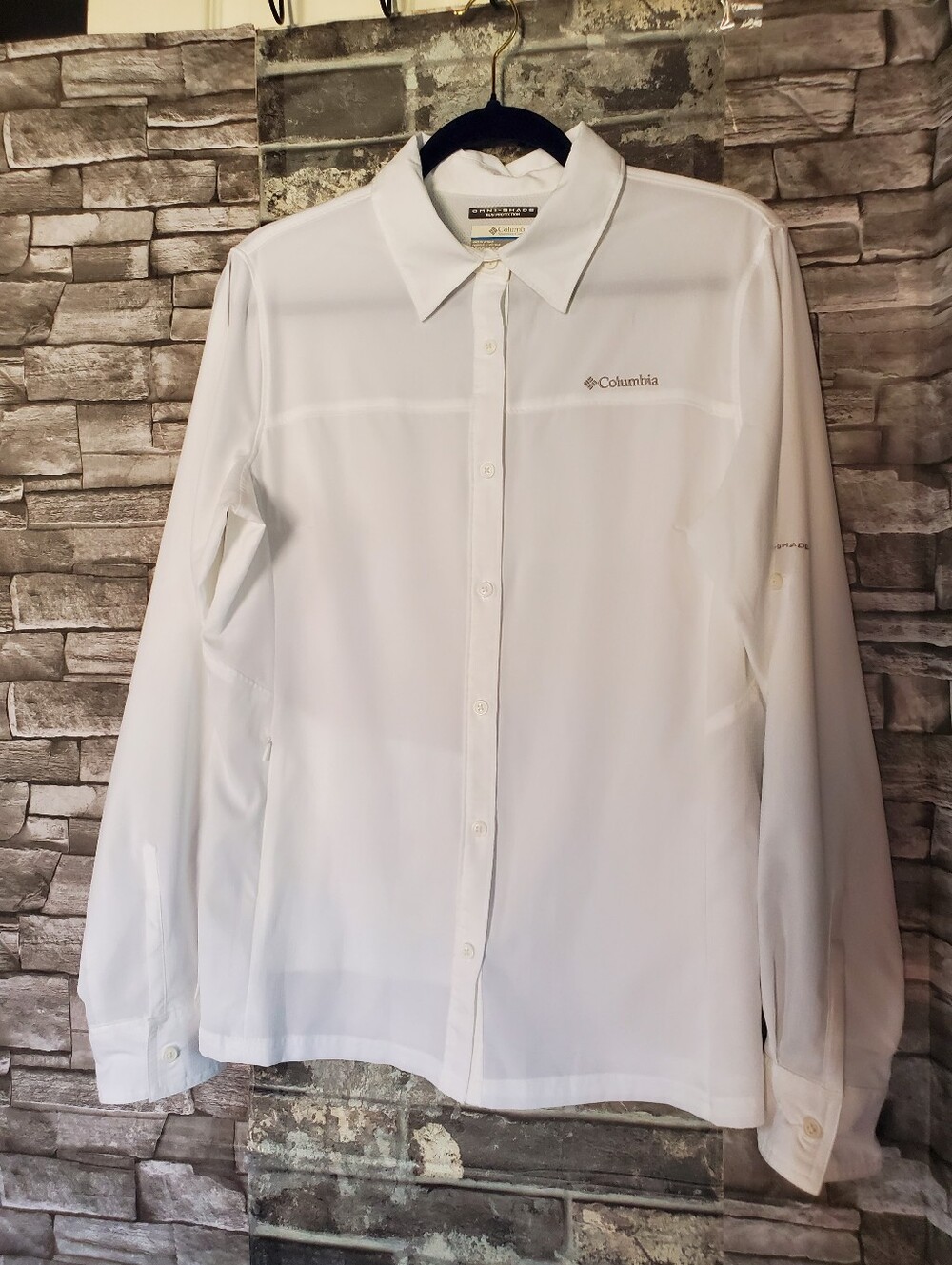 Columbia PFG Omni-shade Sun Protection White Shirt With Pockets Hiking Camping - Picture 2 of 14